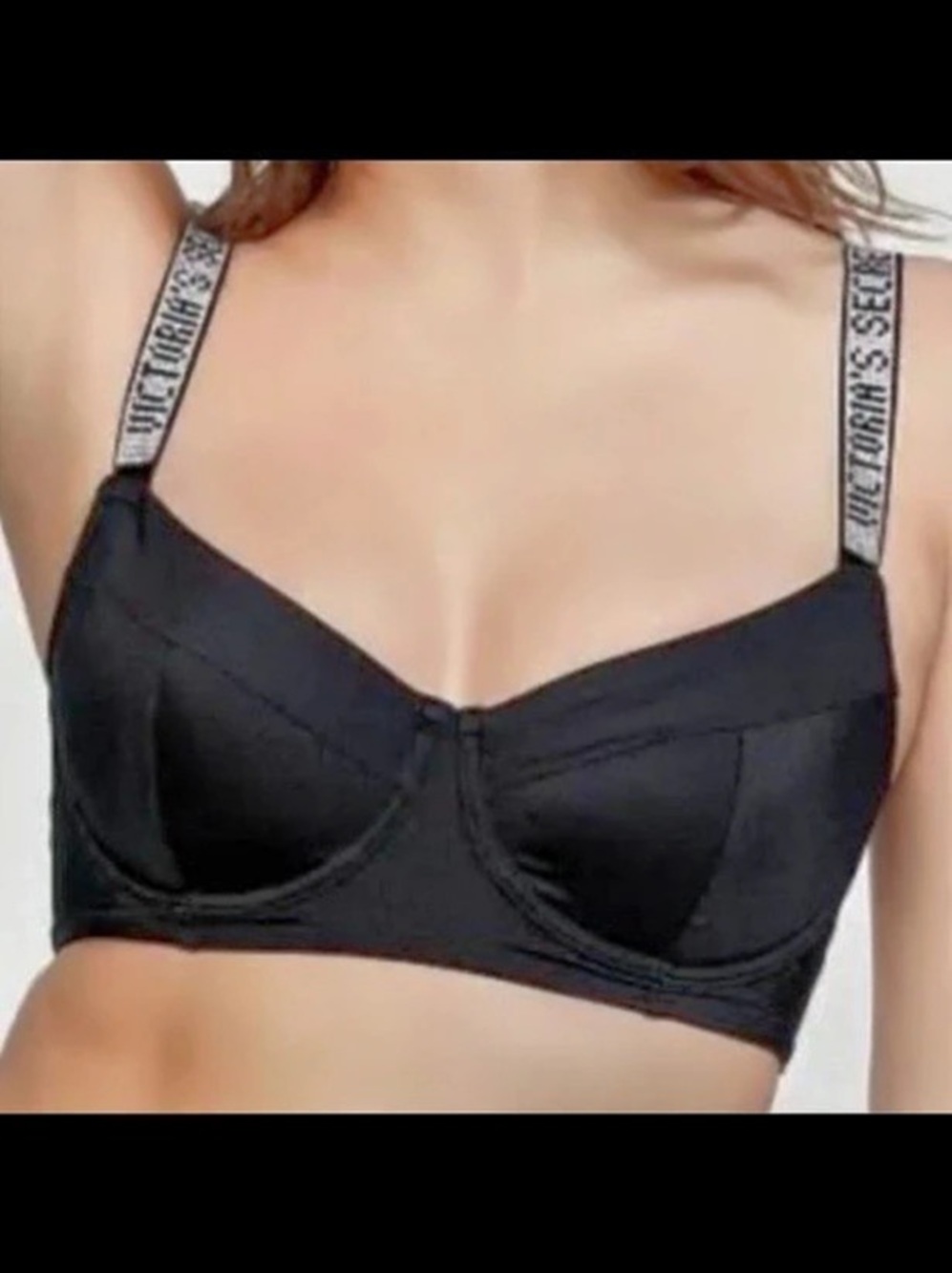 Victoria's Secret Logo Shine Strap Push-Up Bra Black